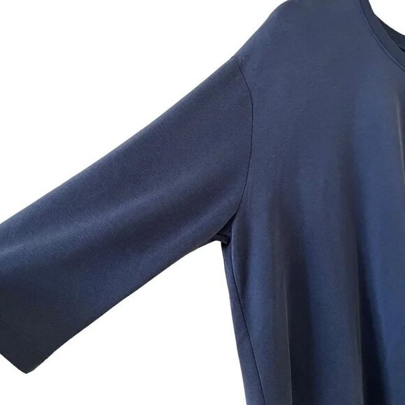 Nations by Jen Menchen Short Sleeves Modal Navy  Asymetrical Womens Blouse SZ M - Picture 5 of 14